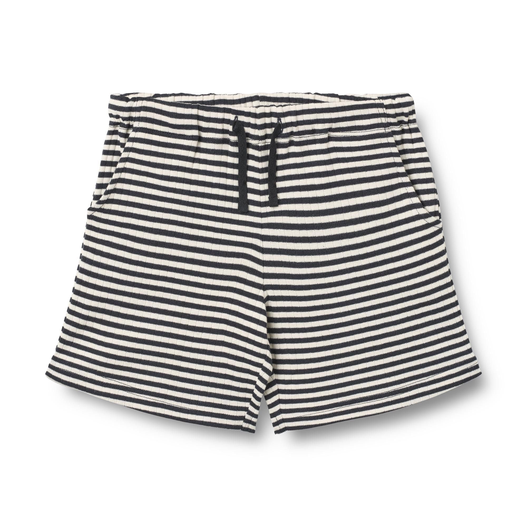 Navy Stripe Rib Drawstring Short