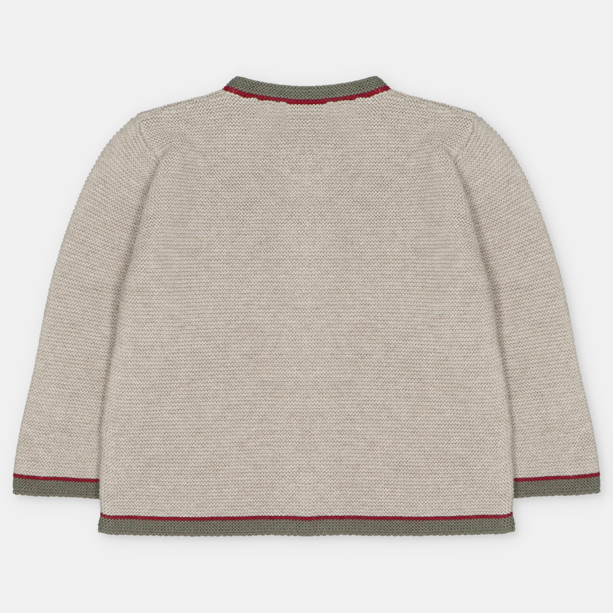 Khaki Olive Red Trim Cardigan