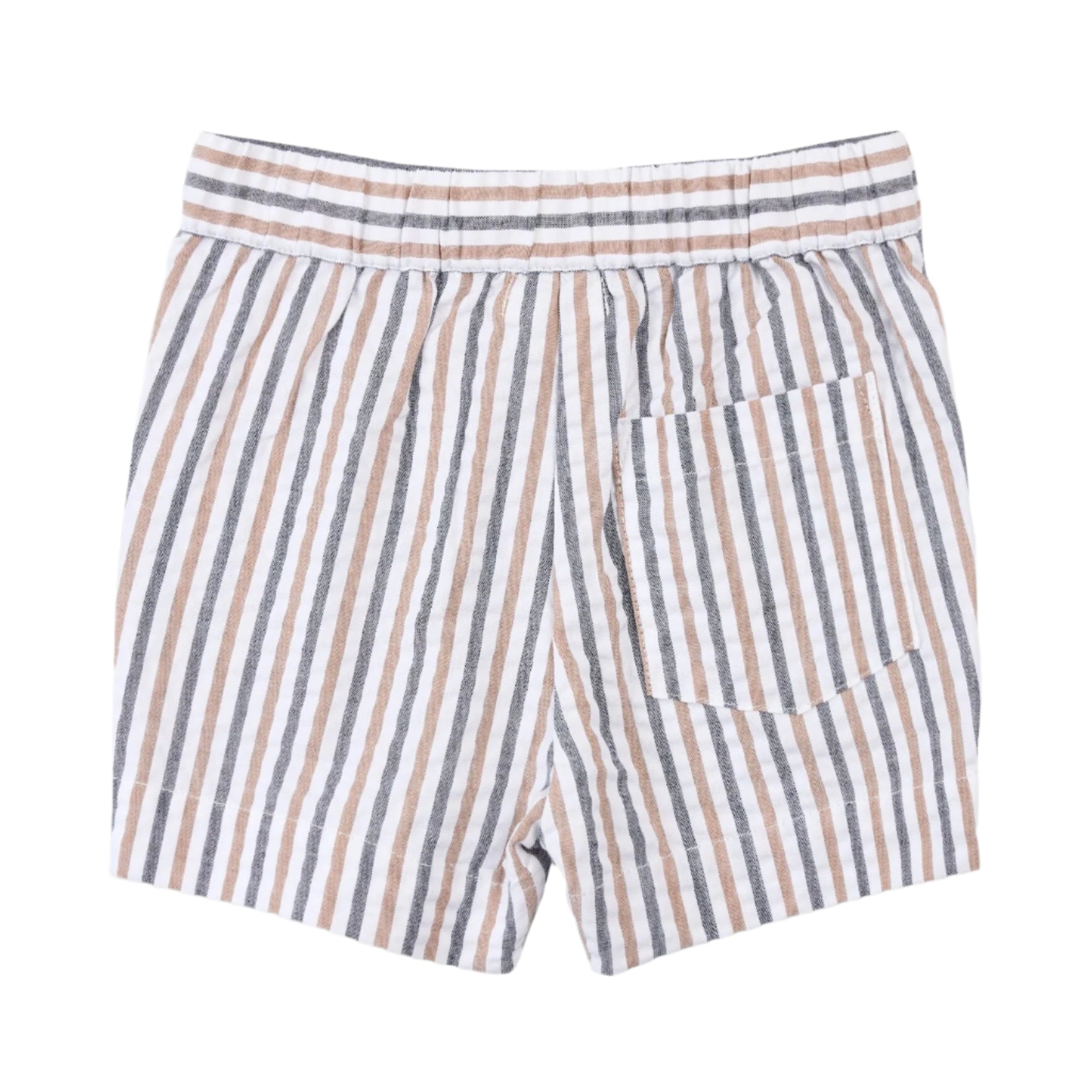 Boy's Camel & Navy Stripe Seersucker Short