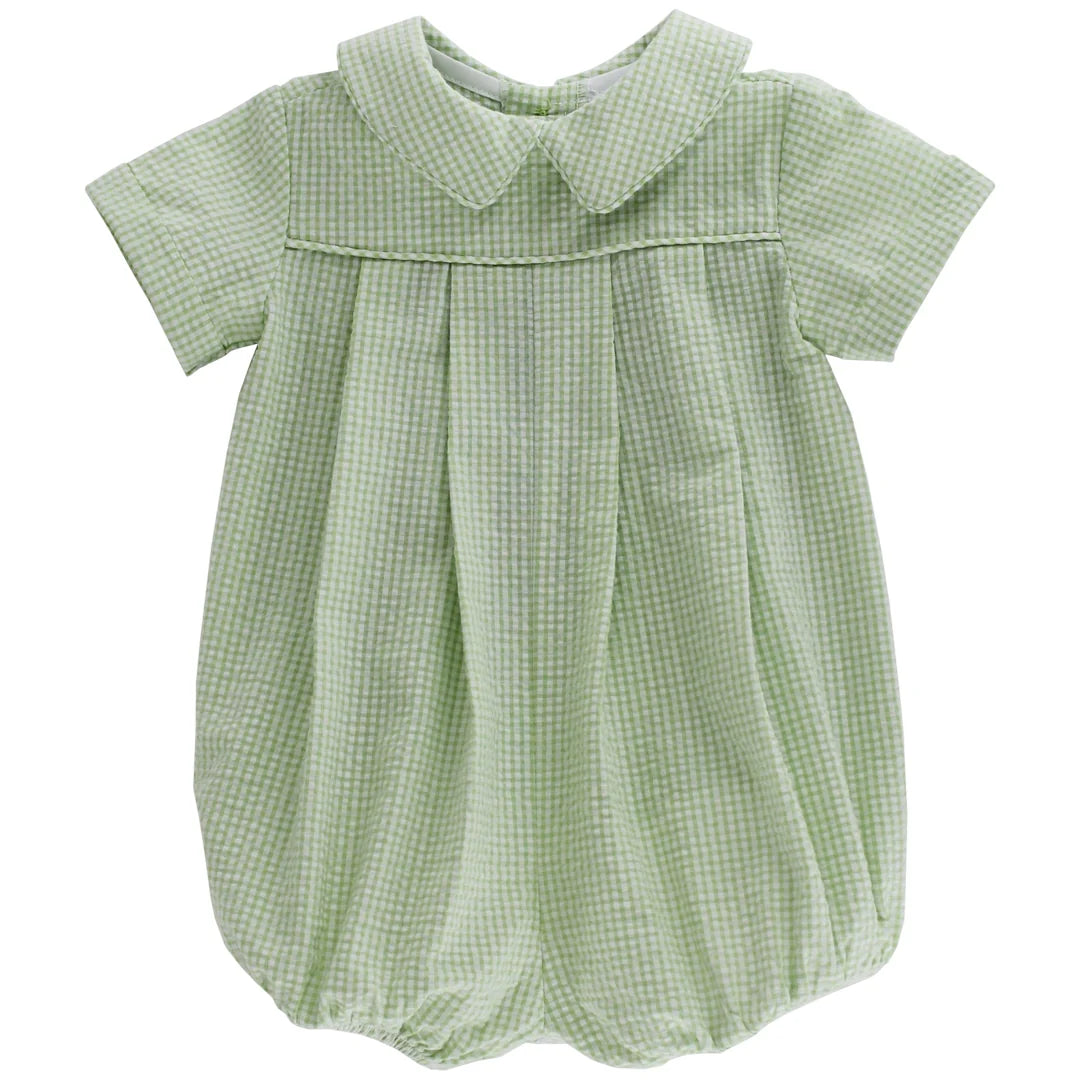 Boy's Green Seersucker Romper
