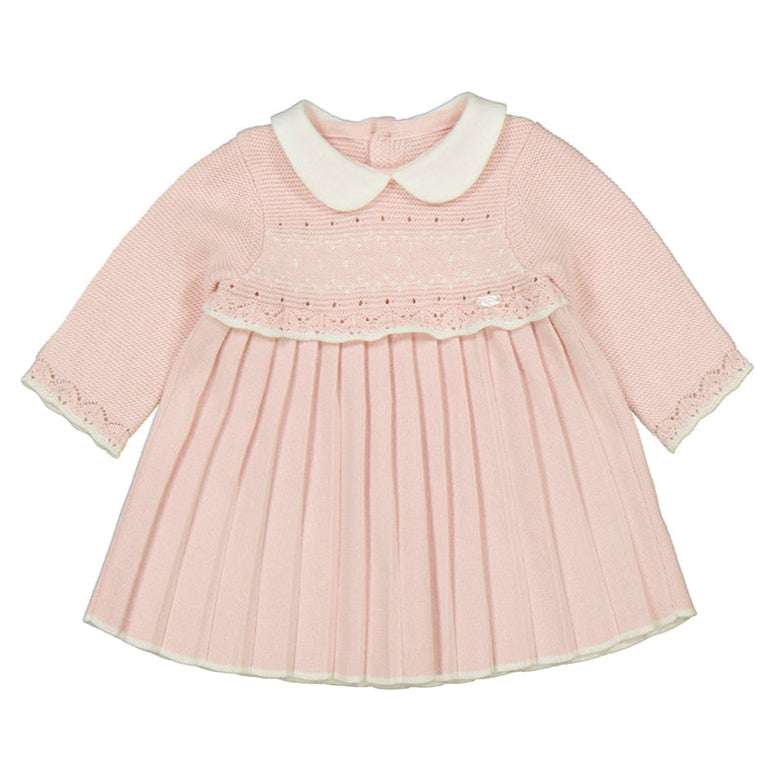Pink Knitted Dress with Collar