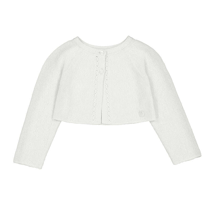 White Infant Cardigan Pointelle Placket