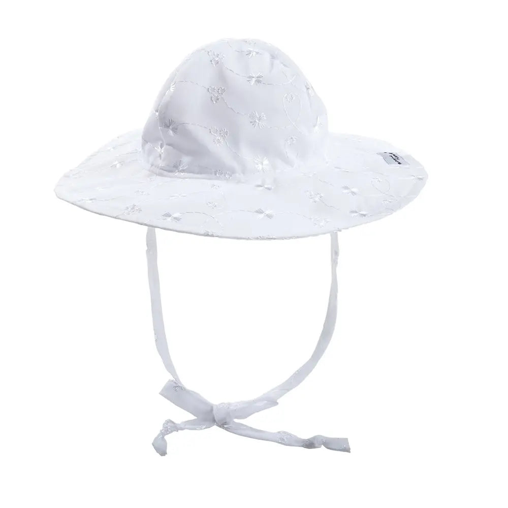 Kids UPF50+ White Eyelet Floppy Hat