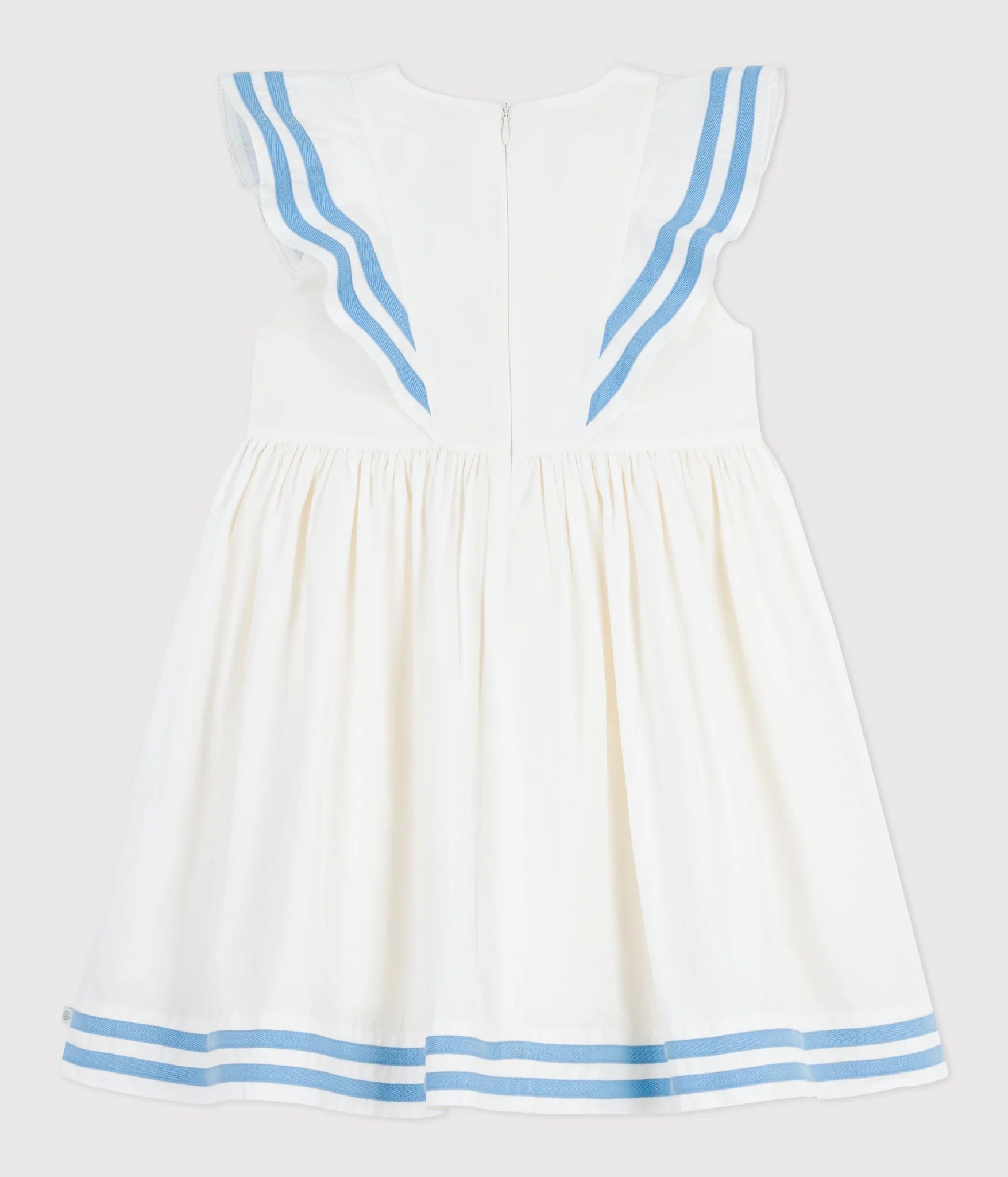 Petite Bateau White Blue Pinafore Dress
