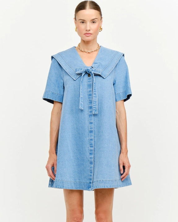 sailor mini dress Denim Sailor Collar Mini Dress