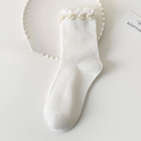 White Socks with Pearl Edge