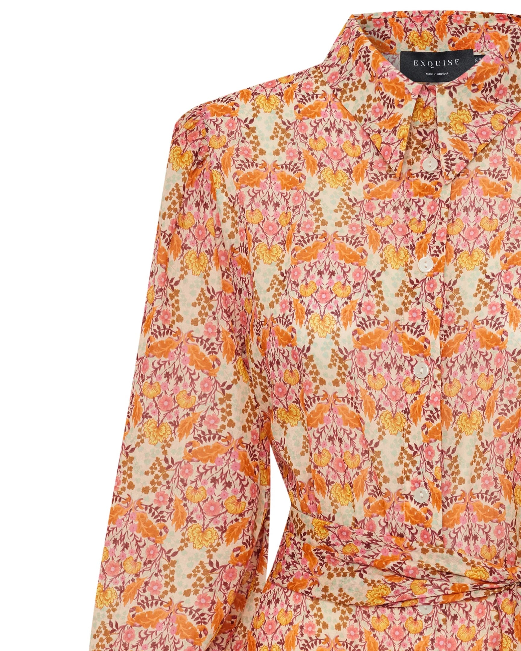 Exquise Allison Salmon Floral Shirt Dress