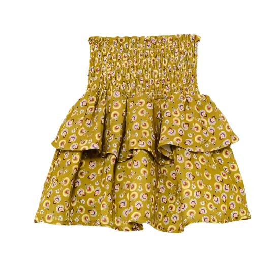 Girl's Olive Boho Floral Skirt