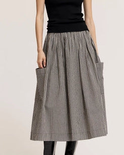 Gingham Skirt with Side Pockets