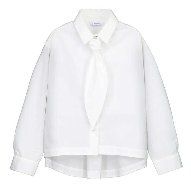 White Classic Blouse with Tie