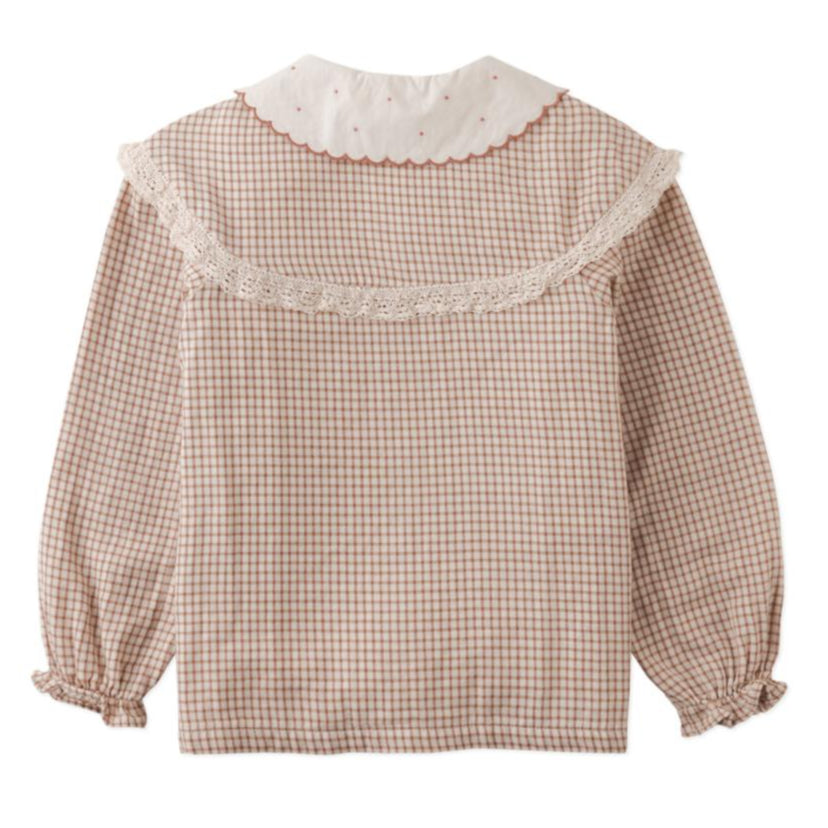 Bernadette Check Blouse Embroidered Collar