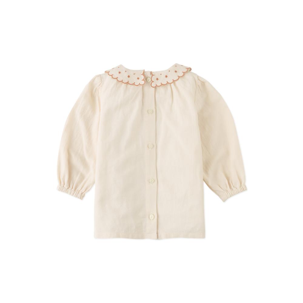 Mabel Cream Blouse Brown Embroidered Trim