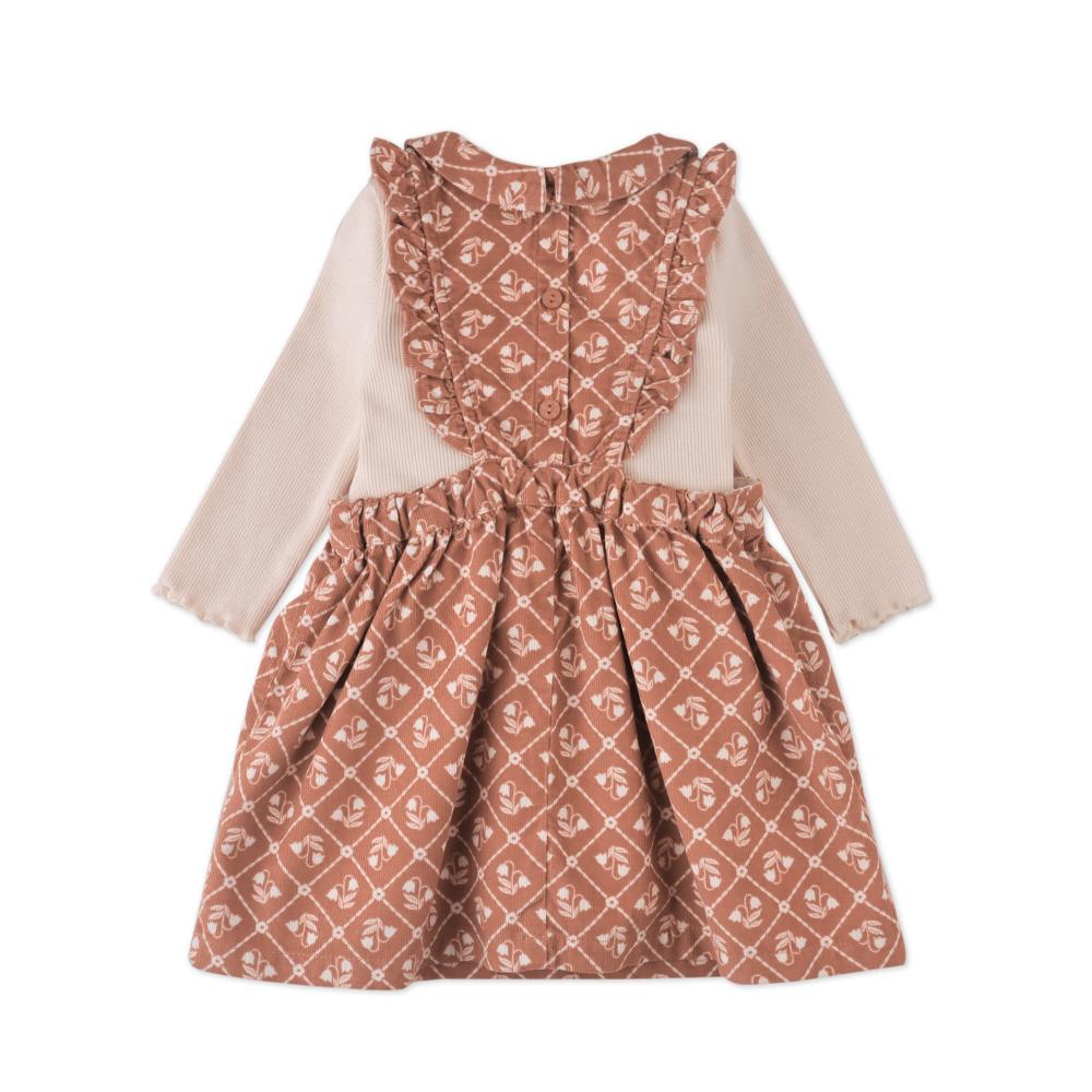 Girl's Rust Corduroy Pinafor Set