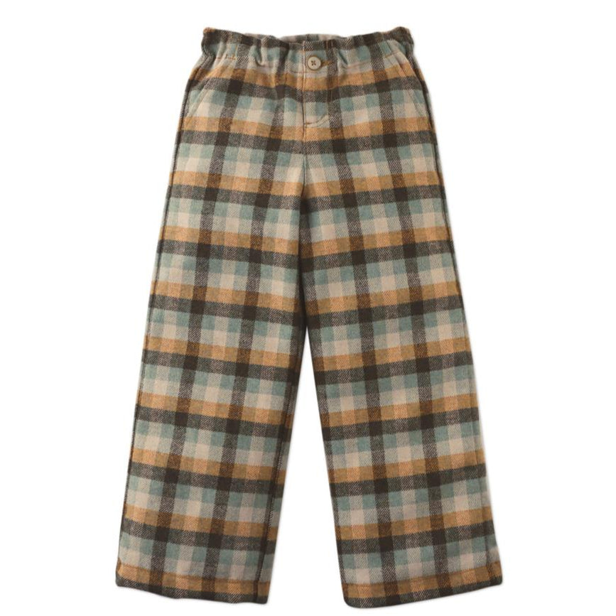 Girl's Brown Green Plaid Pant