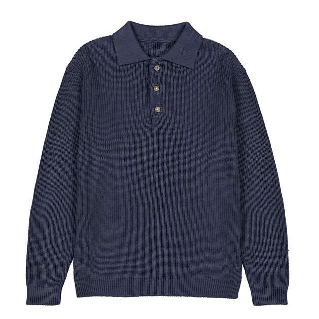 Dark Blue Shaker Polo Sweater