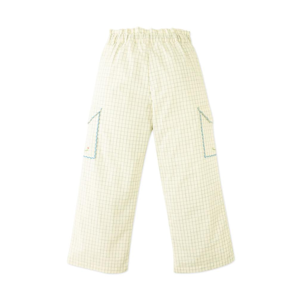 Blue Grid Embroidered Cargo Pant