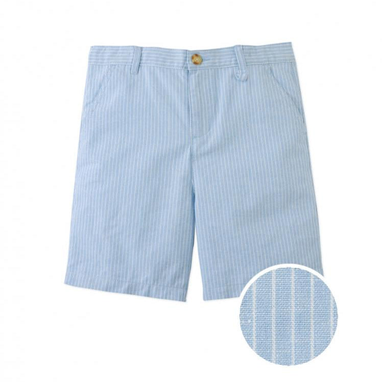 Boy's Blue Linen Stripe Bremuda