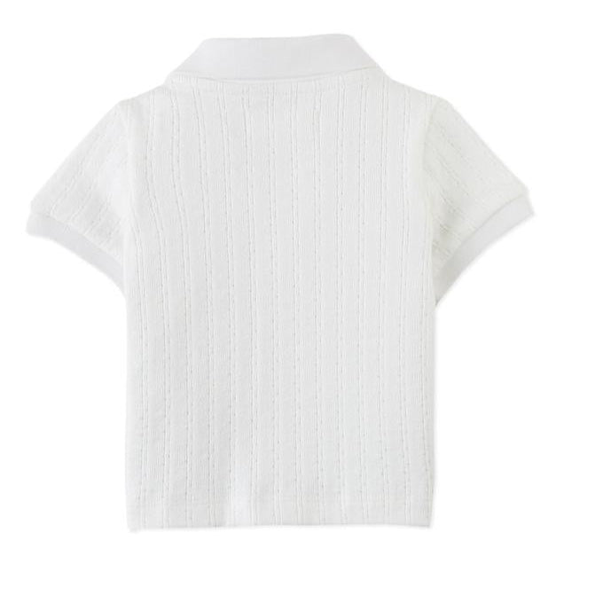 Infant Boy's White Cable Jersey Polo