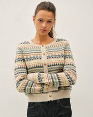 Cream Multi Full Fairysle Cardigan