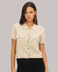 Women's Camel Two Pocket Sweater