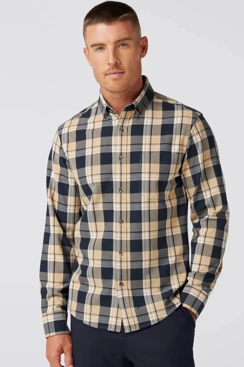 Men's Khaki William Plaid Flannel Shirt MM