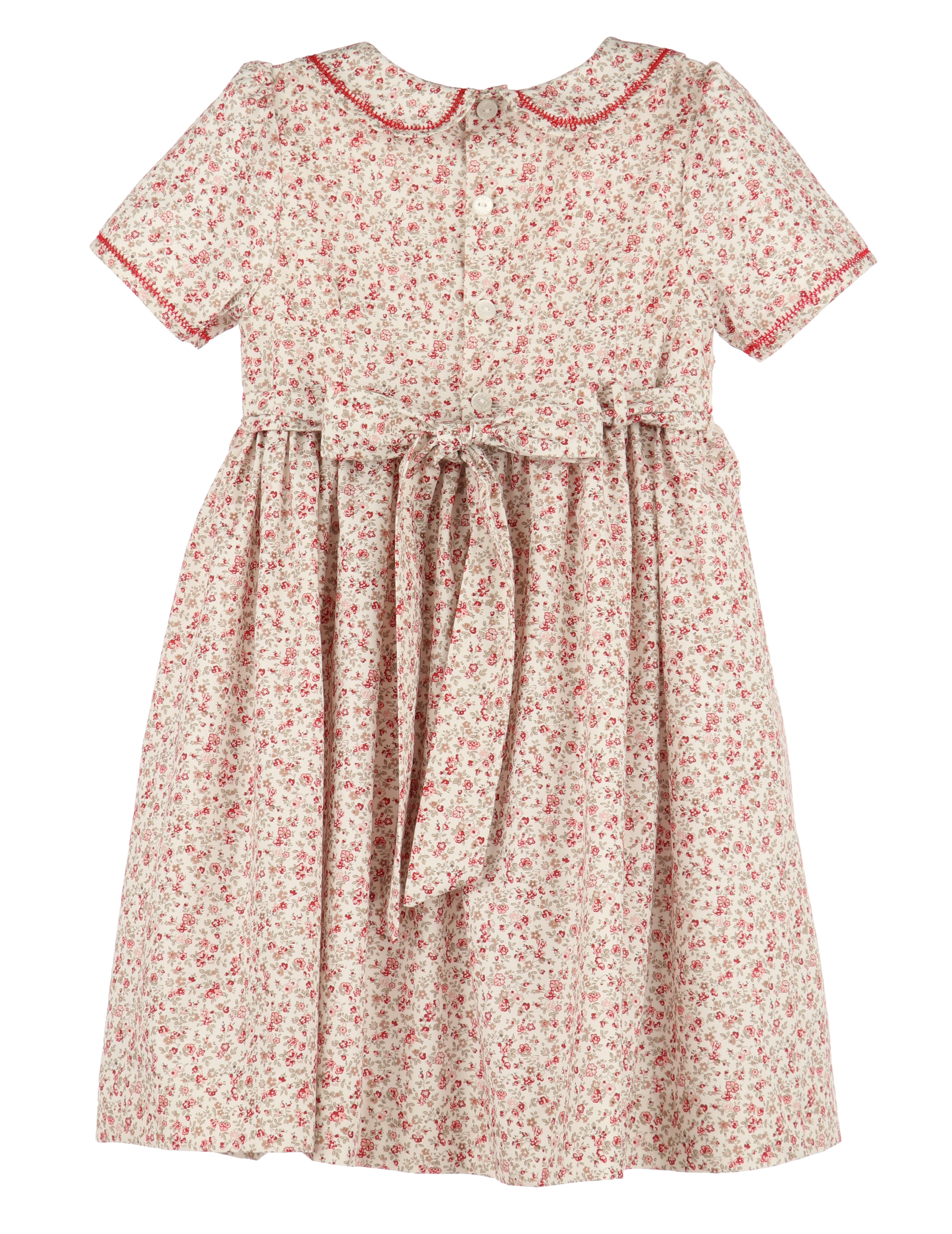 Mulberry Red Ditsy Smocked Dress