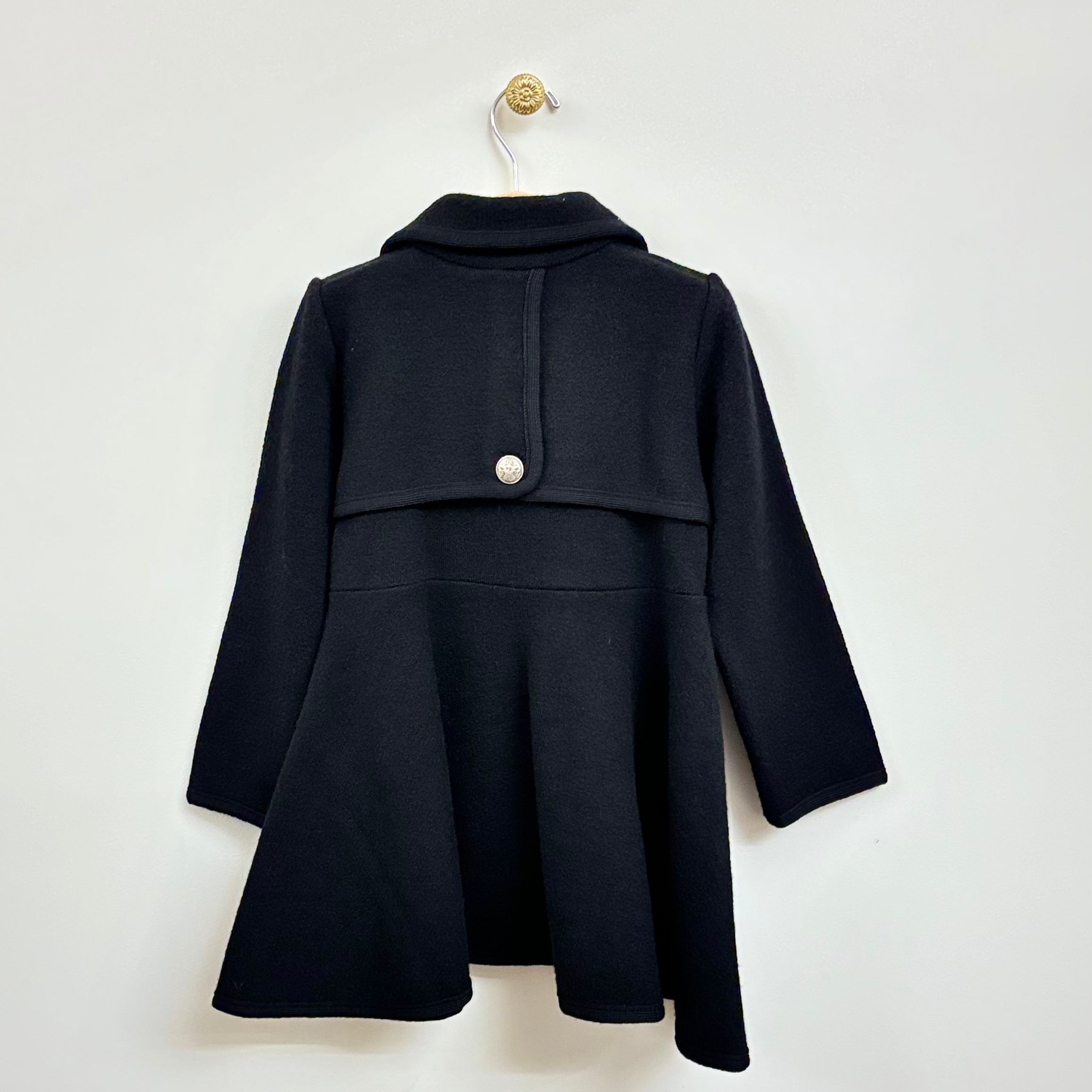 Black Boiled Wool Swing Coat