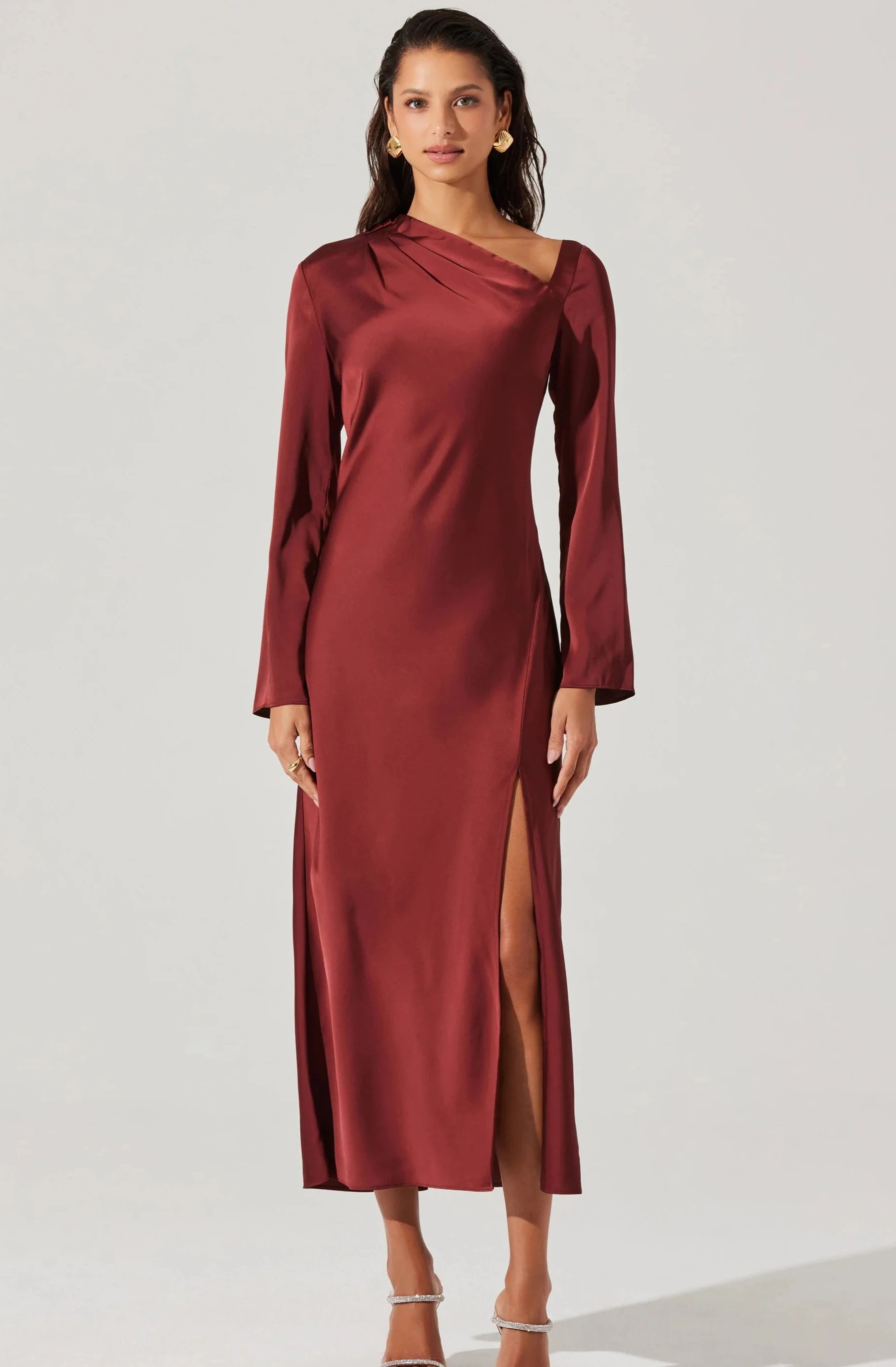 catriona red dress Catriona Mulberry Satin Dress