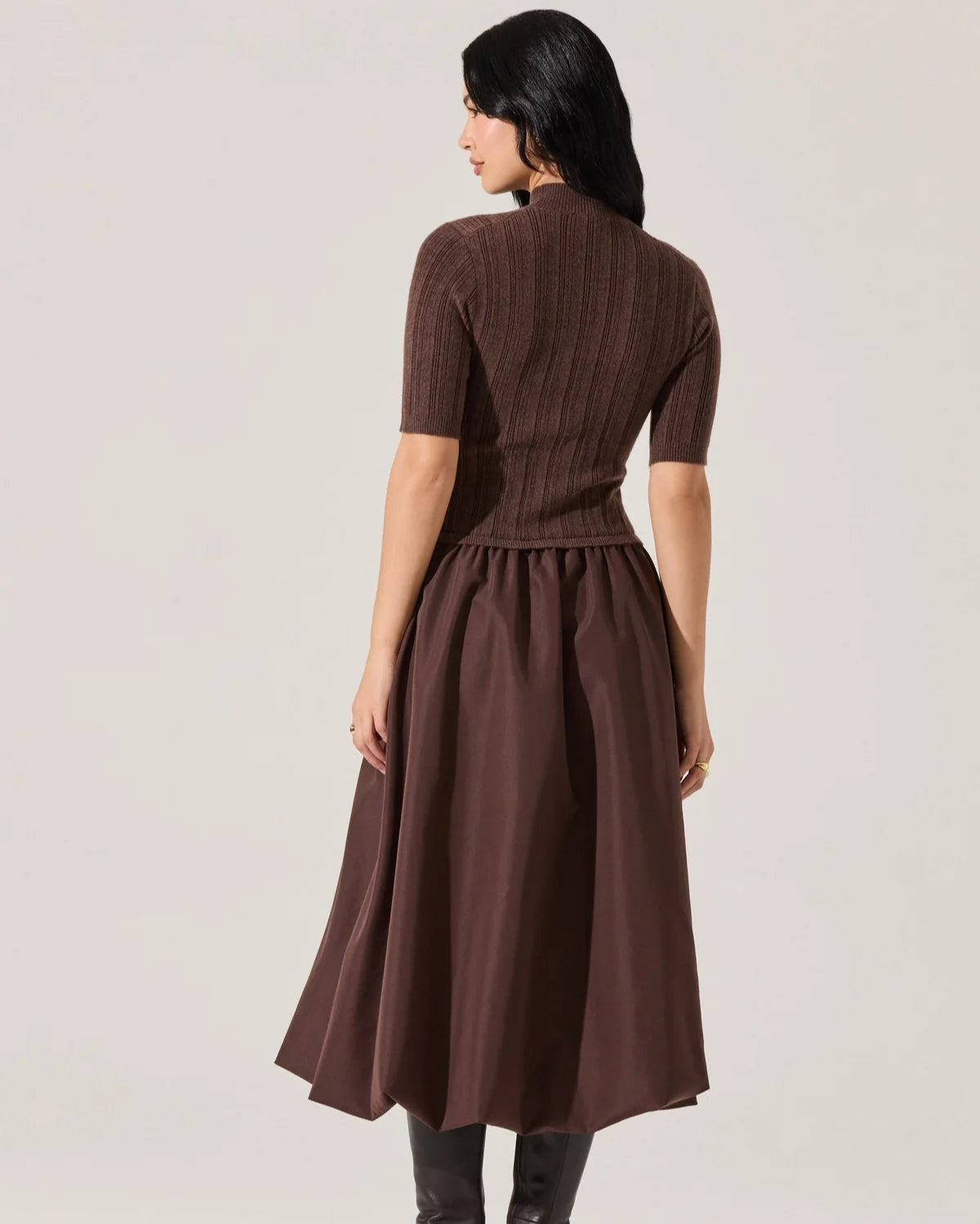 Caerlion Brown Mixed Media Dress