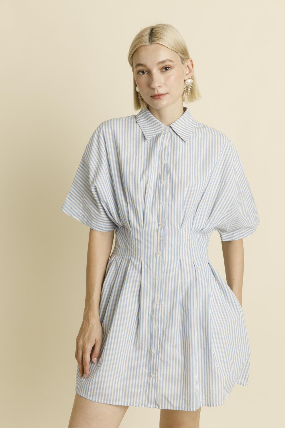 Light Blue Stripe MIni Shirtdress