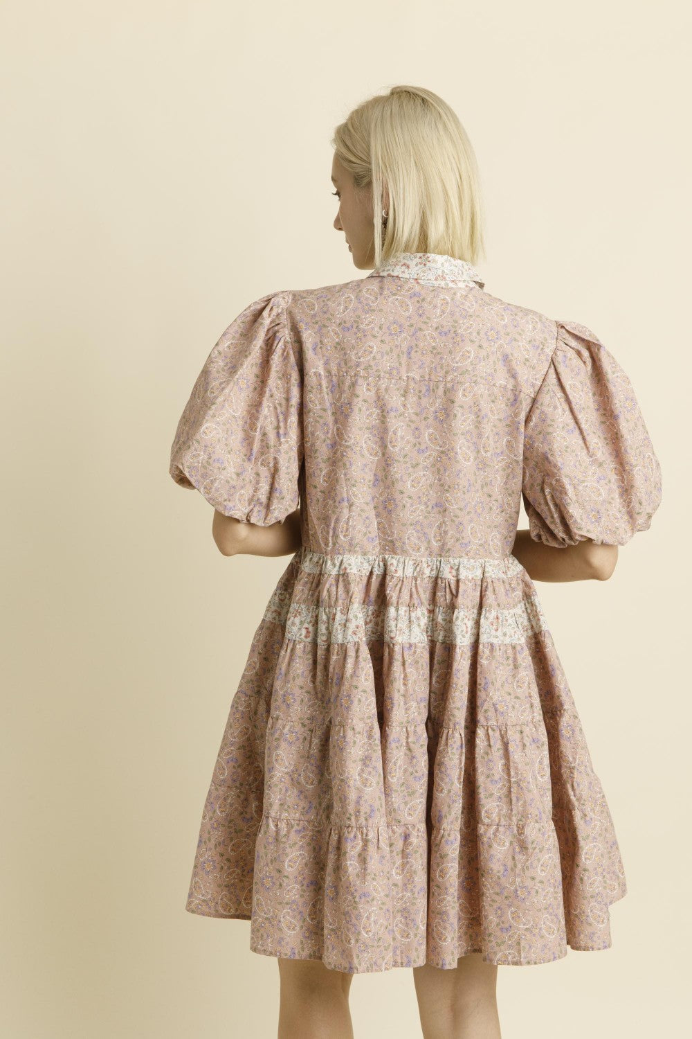 Soft Rose Paisley Baby Doll Mini Dress