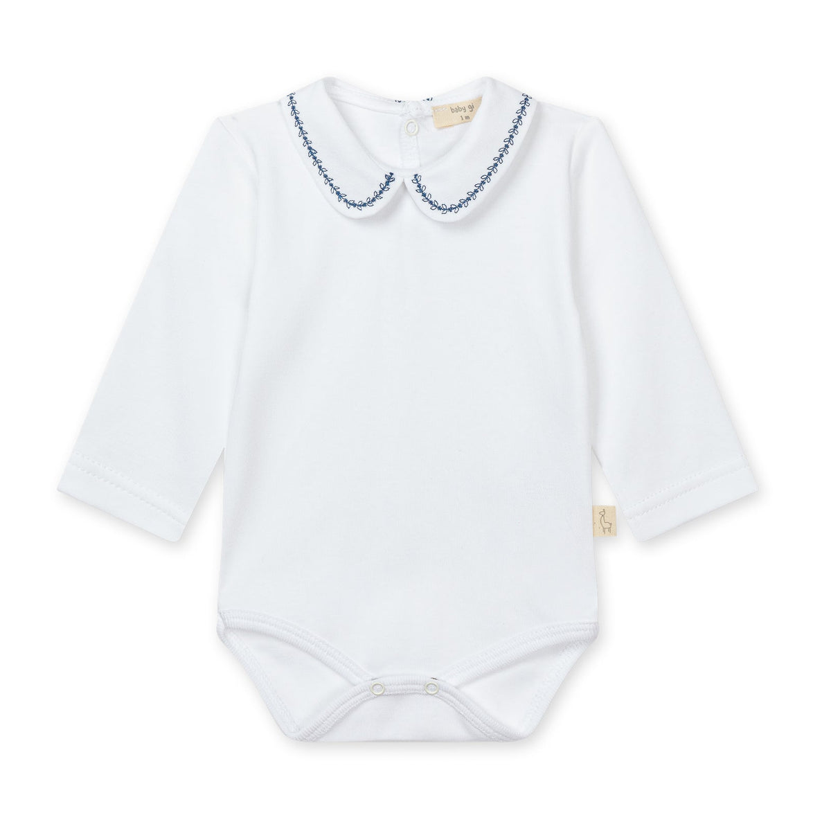 White & Navy Onesie with Peter Pan Collar
