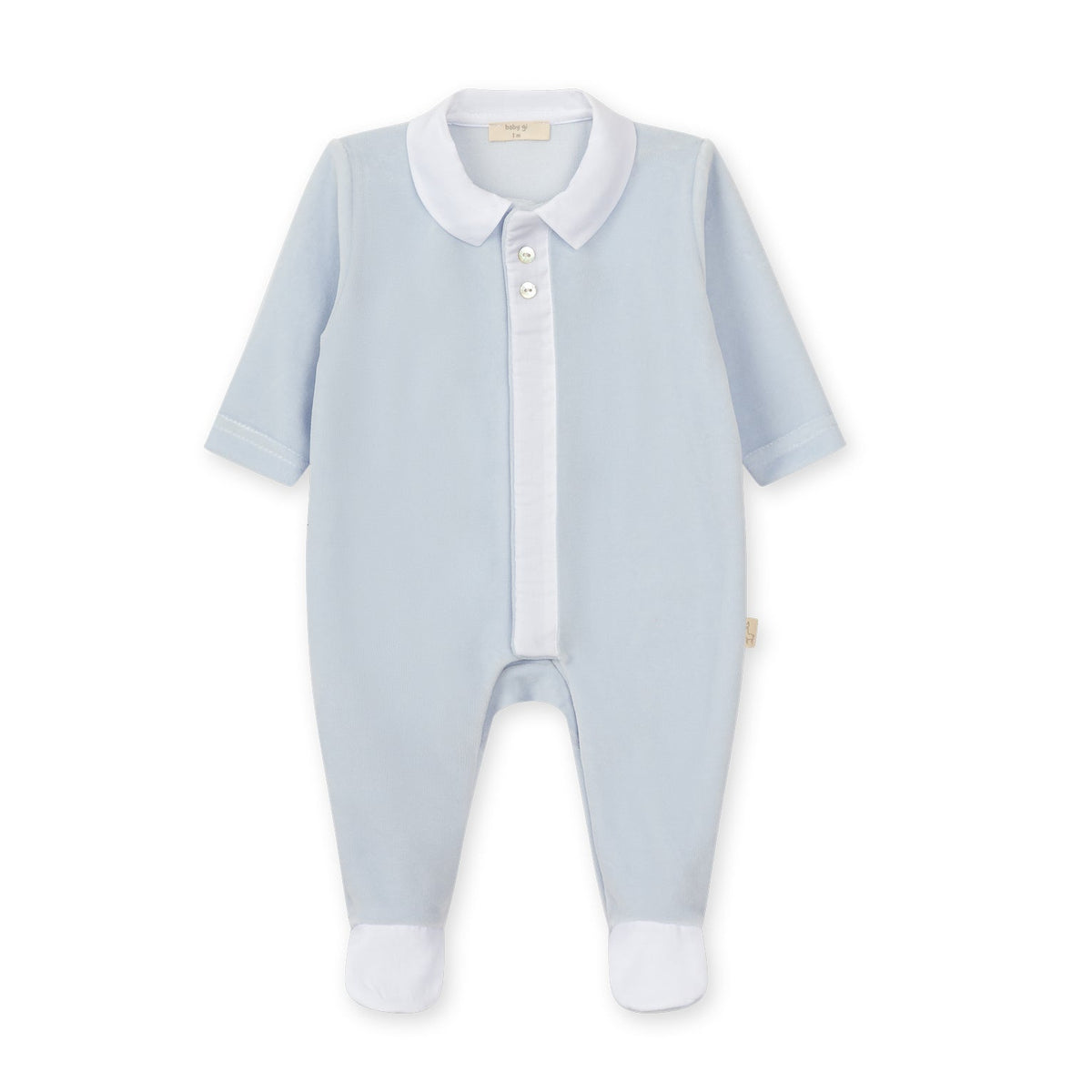 Pastel Blue Velour Footie
