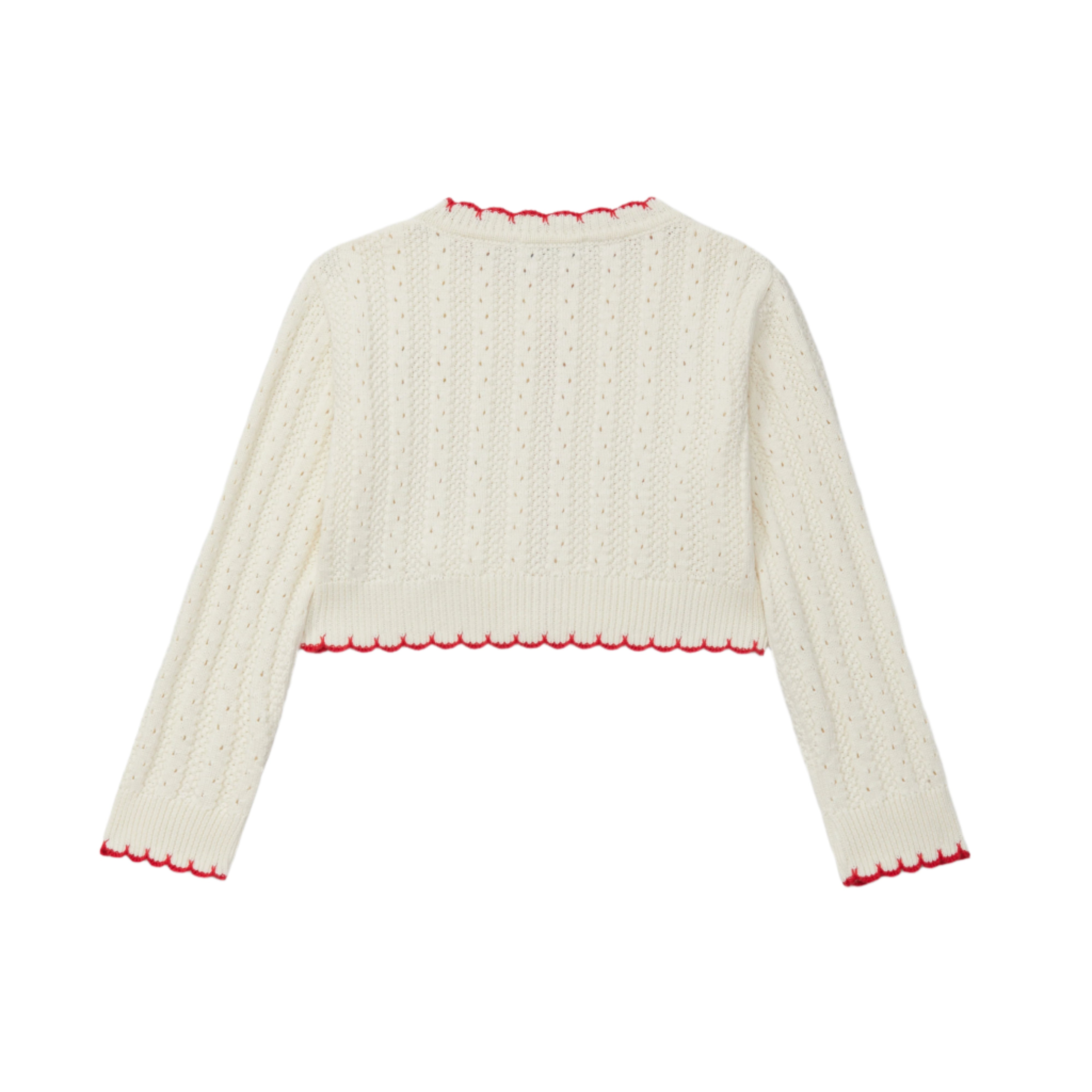 Girl's Ivory Cardigan Red Cherries and Trim