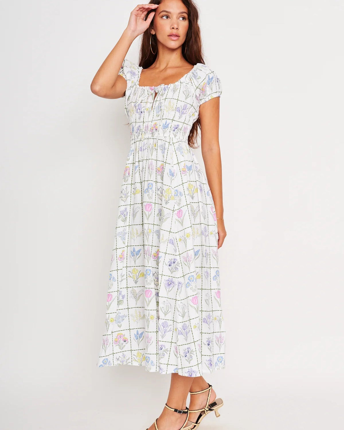 Quince Picnic Floral Peasant Dress