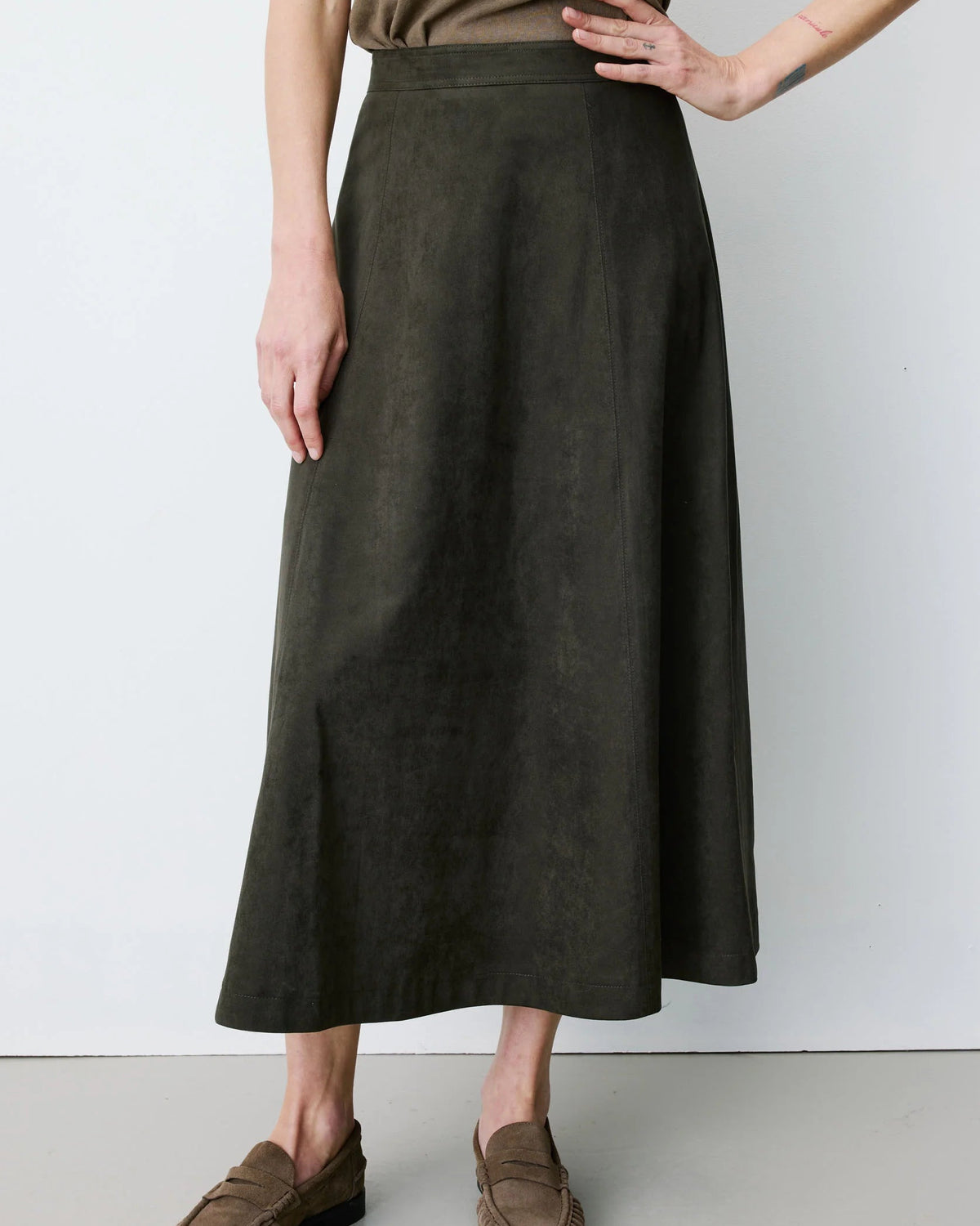 Ariana Olive Ultra Suede Skirt