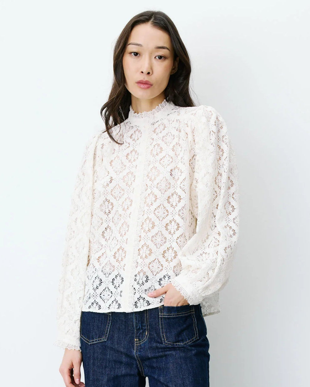 Anita Ivory Lace Cotton Blouse