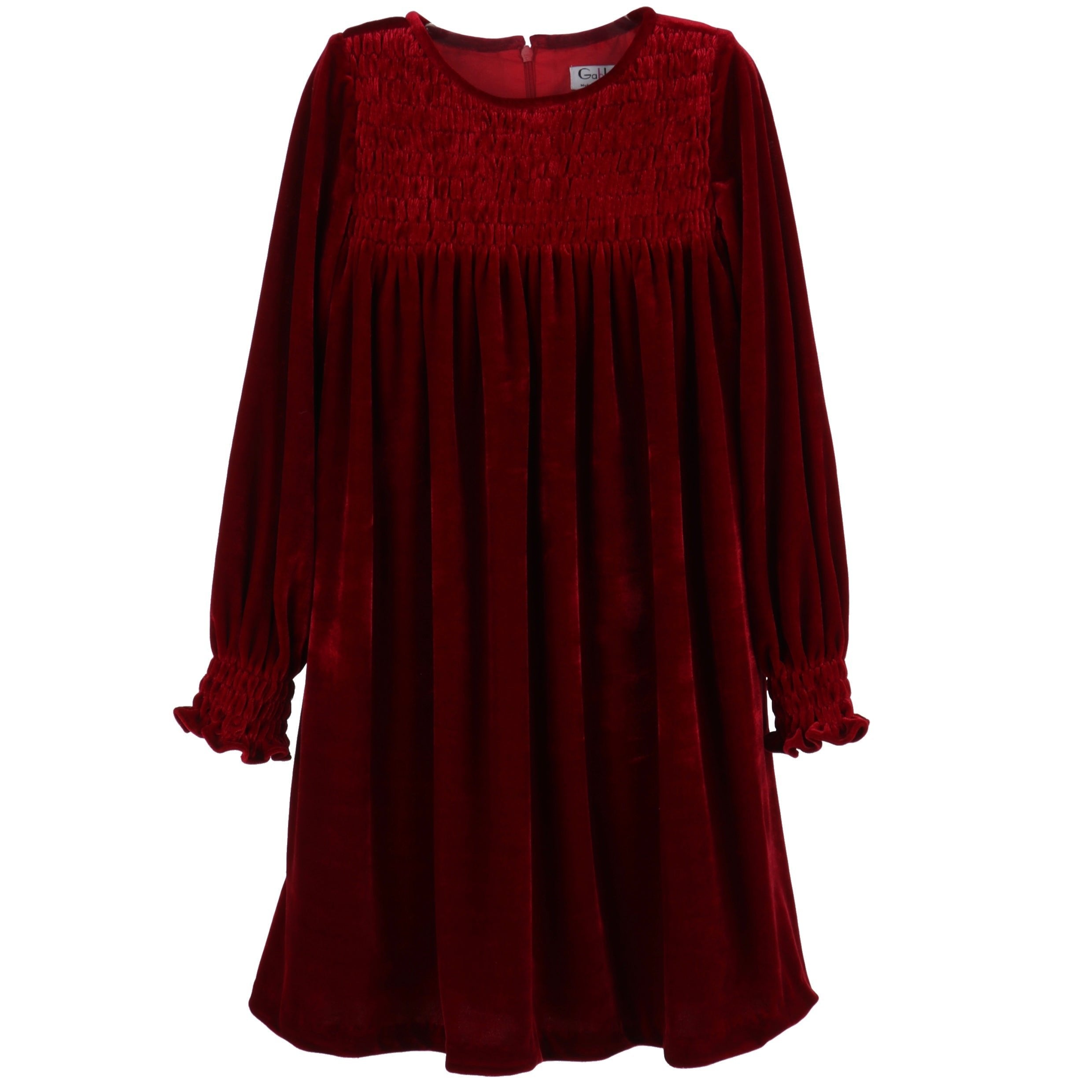 Girl's Cranberry Velvet Float Dress