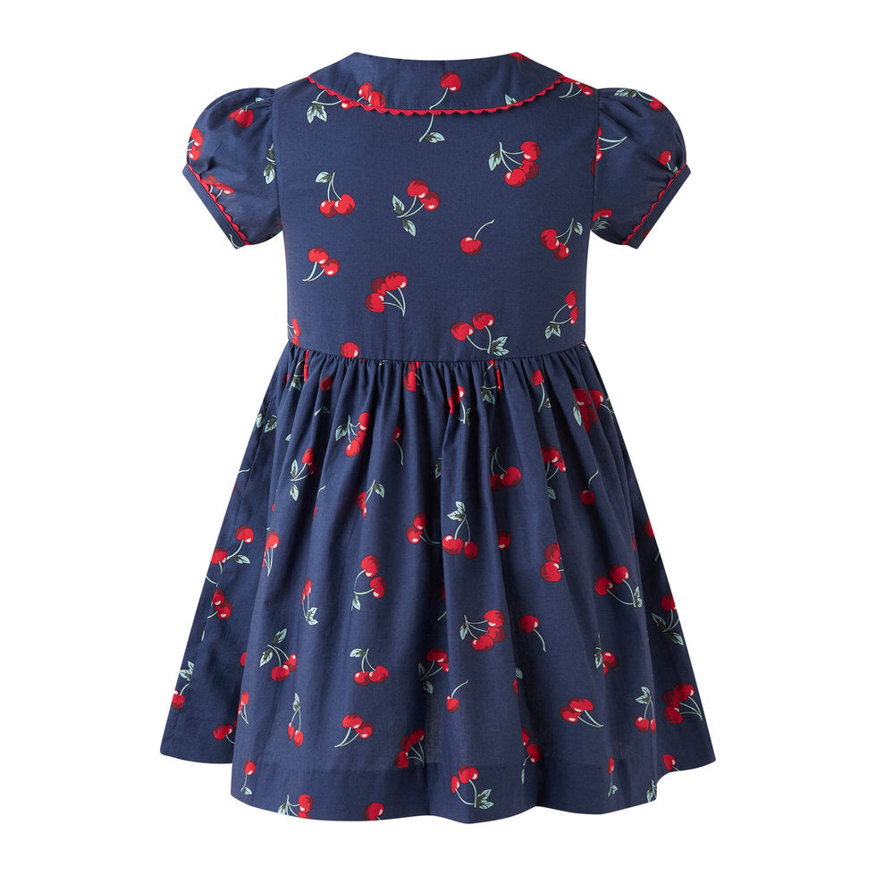 Navy Cherry Ricrac Dress
