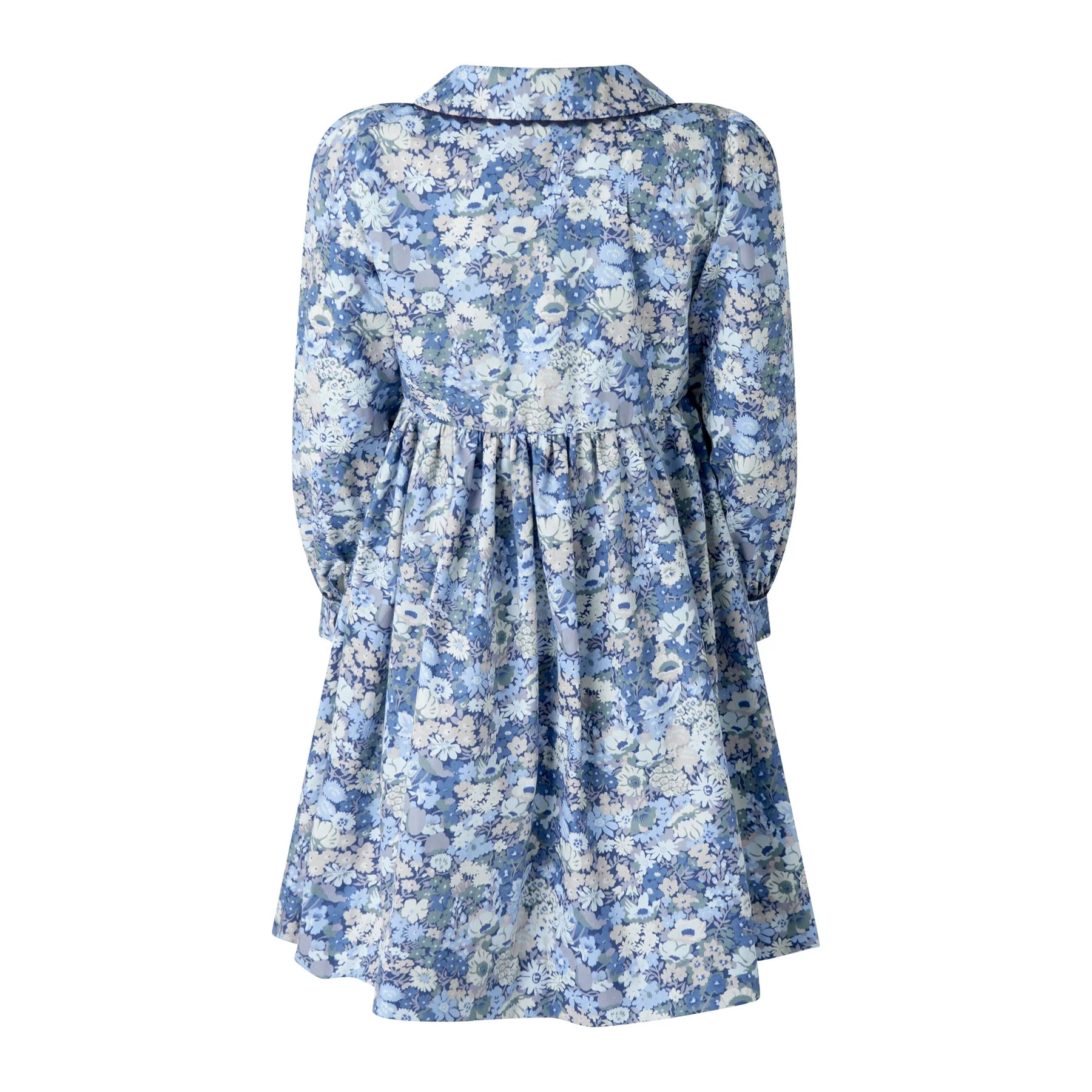 Blue Floral Ricrac Button Dress