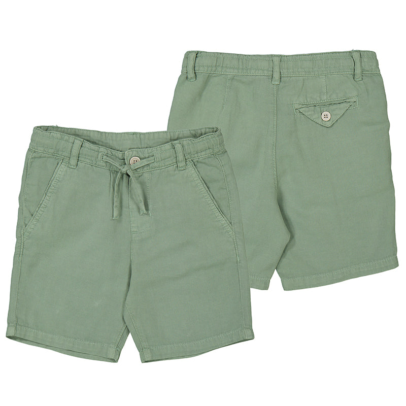 Boy's Green Washed Linen Drawstring Short