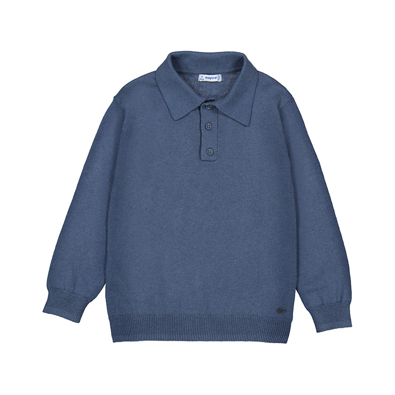 Steel Blue Polo Sweater