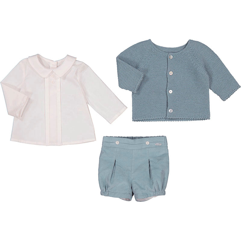Seafoam 3pc Cardigan Shortset