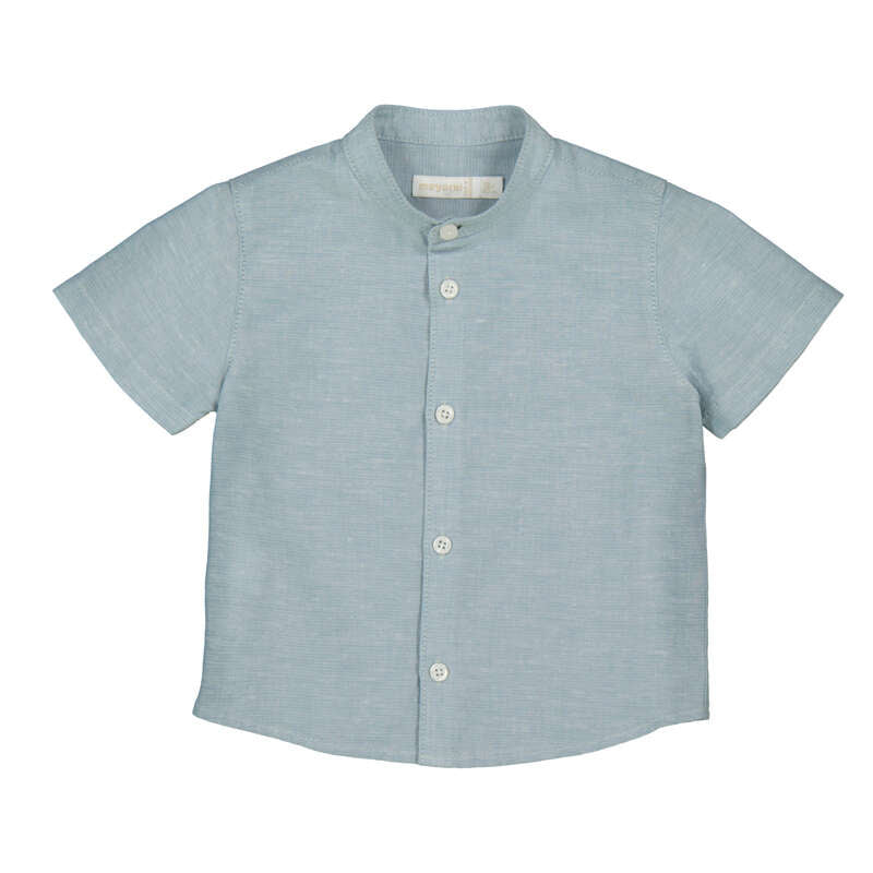 Jade Linen Band Collar Shirt