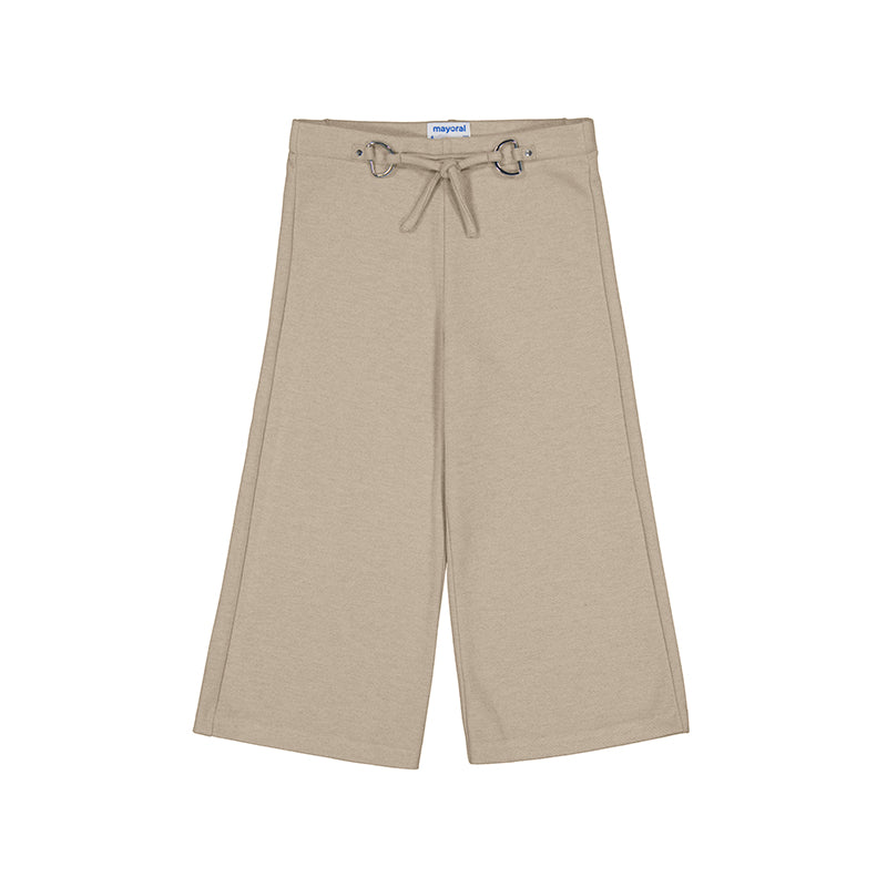 Girl's Beige Knit Wide Leg Pant