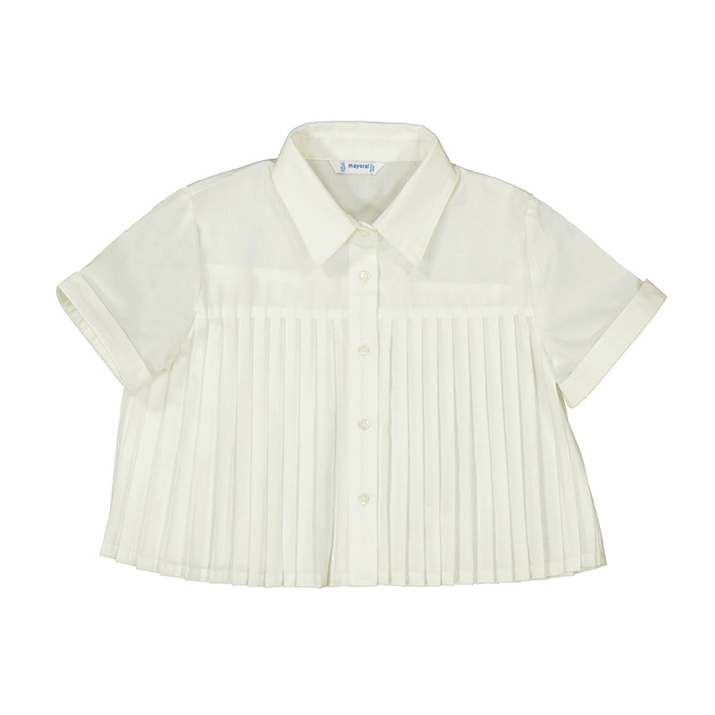 Off White Pleated Swing Blouse