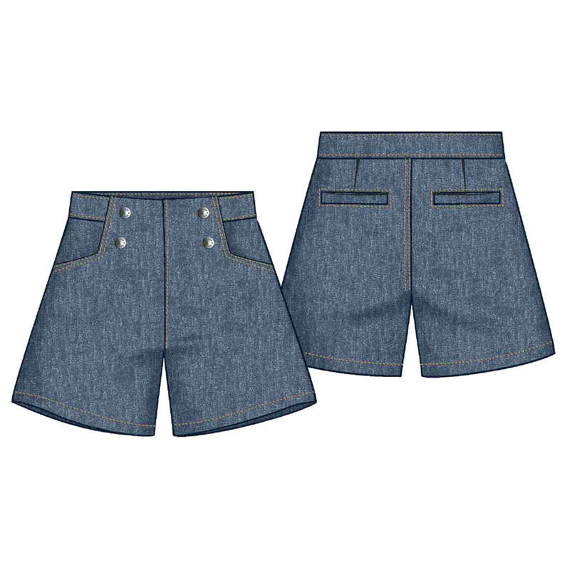 Dark Denim Double Button Short