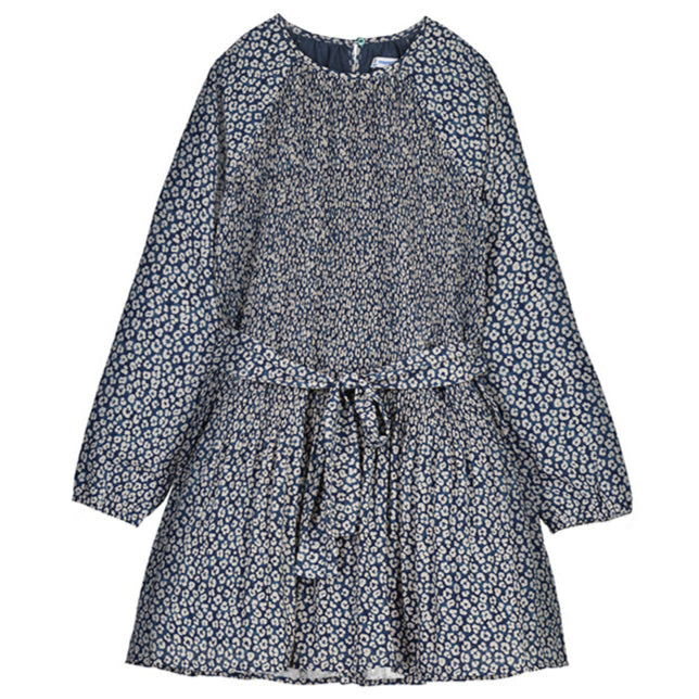 Navy Leopard Mini Pleated Dress
