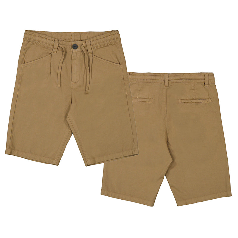Camel washed Twill Drawstring Short