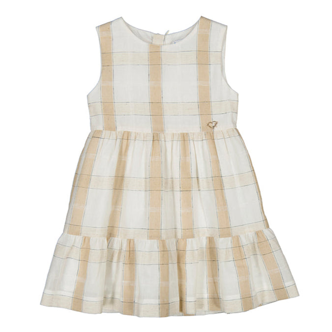 White with Tan Plaid Dress